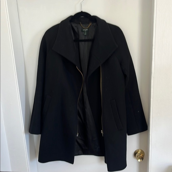 J. Crew Black Pea Coat Classic Tailored Silhouette - Picture 3 of 5